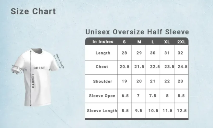 Oversized Tshirt Size