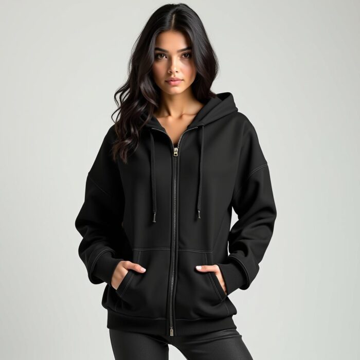 woman wearing Oversized Zip hoodie