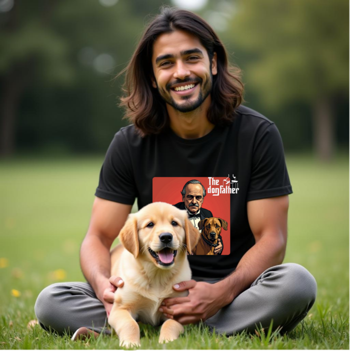 Dog father sitting outside by Bazaru Designs